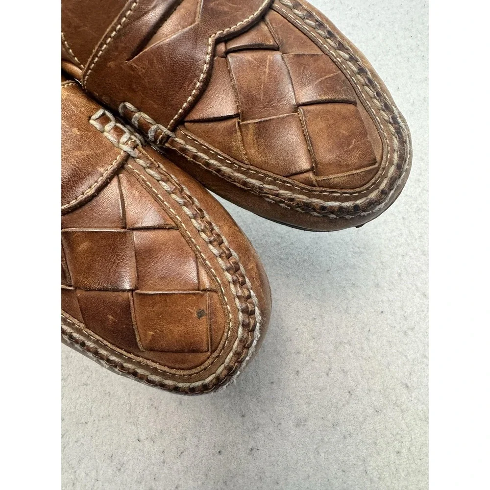 Vintage Johnston & Murphy Passport Shoes Mens Size 10.5 M Brown Leather Woven